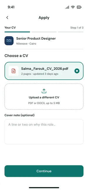 Upload CV, Default